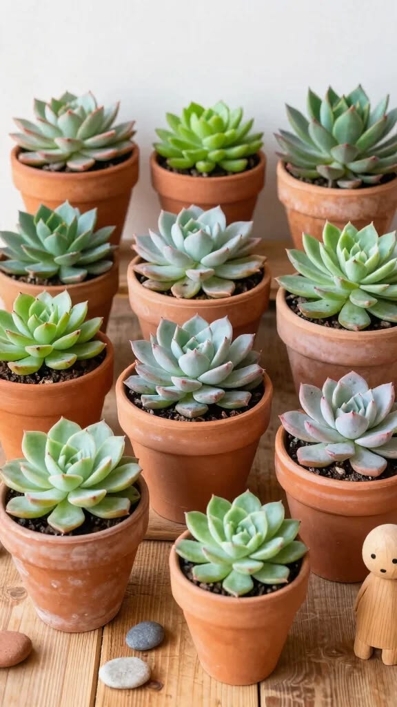 Echeveria en maceta de barro