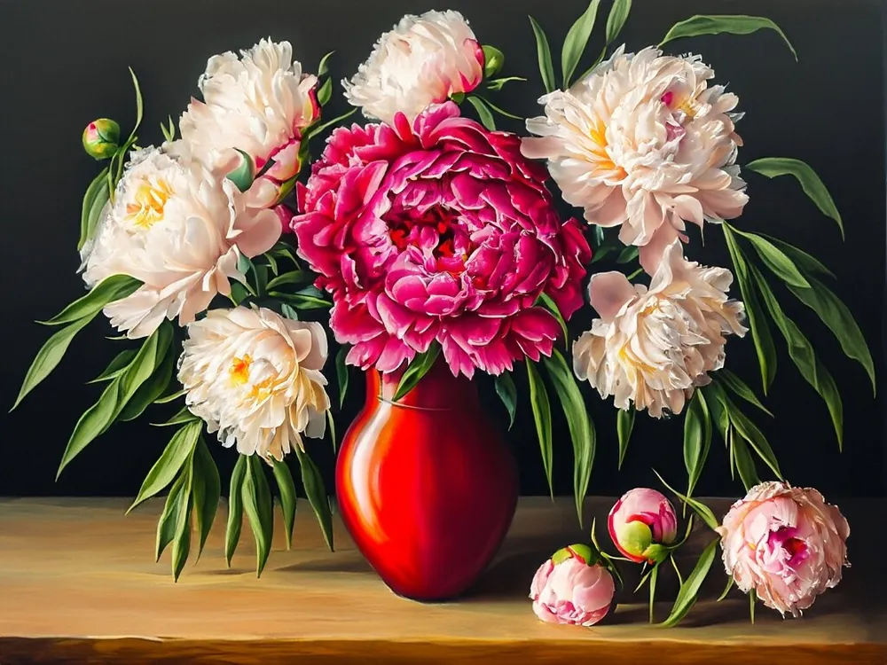 Florero de peonías